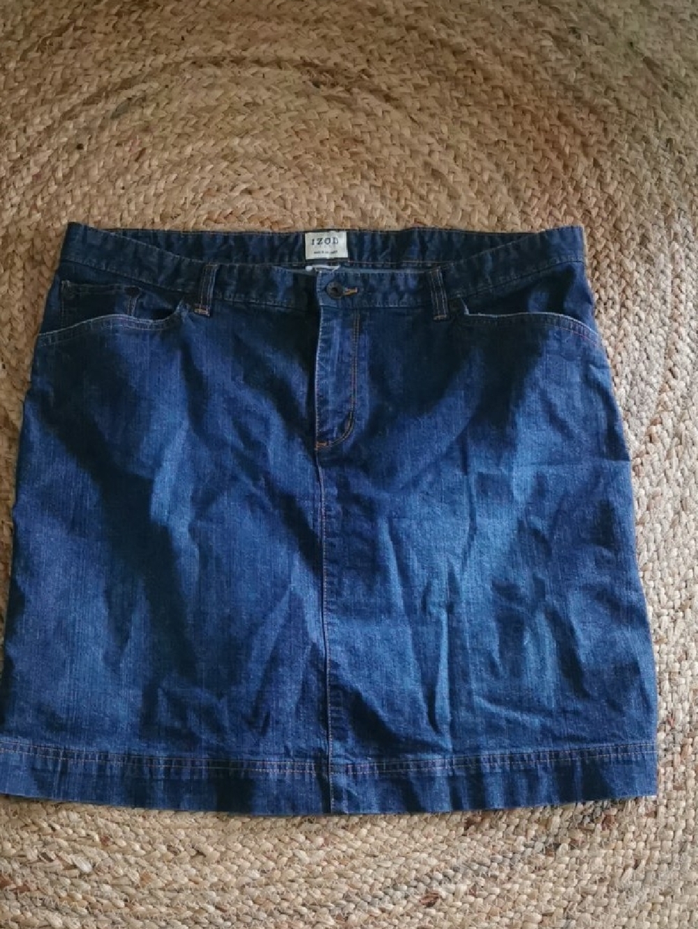 Womens Izod Classic Blue Denim Y2K Mini Pencil Skirt. Size 14